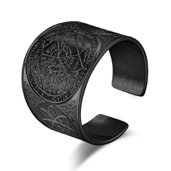 Les sceaux des sept archanges Protection amulette sceau Salomon Kabbale chevalière réglable femmes hommes titane acier inoxydable anneaux d'articulat