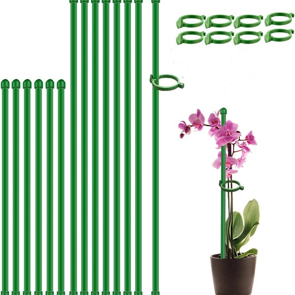 Plant Stakes,5-10Pcs Green Plant Sticks Support,Fiberglass Garden Plant Support Stakes for Potted Plants and Indoor Plants