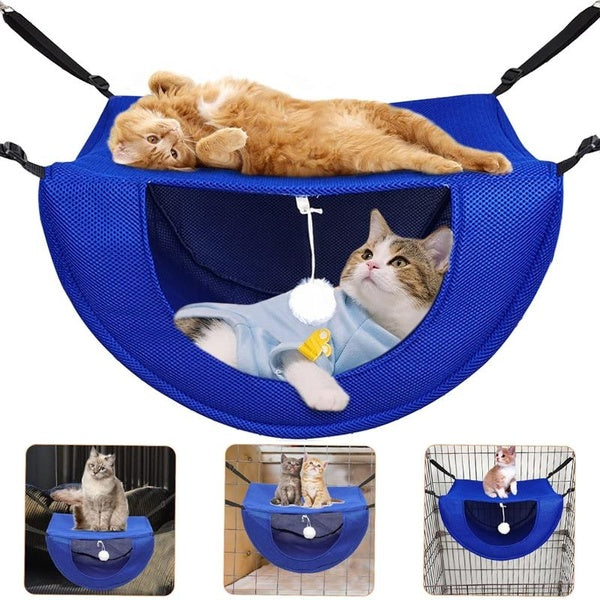 Cat Cage Hammock,Hanging Breathable Mesh Pet Bed,Double Layer Hanging Bed for Pets,2 Level Indoor Bag with Adjustable Lanyard for Kitten Ferret Puppy