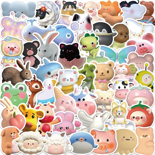 3D Cute Animal Stickers DIY Decoration Luggage Notebook Suitcase Laptop Children Toy Stickers