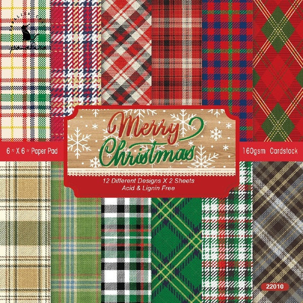 Christmas Plaid Background Paper 6 Inch Single Sided Pattern Paper - Scrapbook Decoration Background Paper DIY Album Decoration Handbook Decoration 1