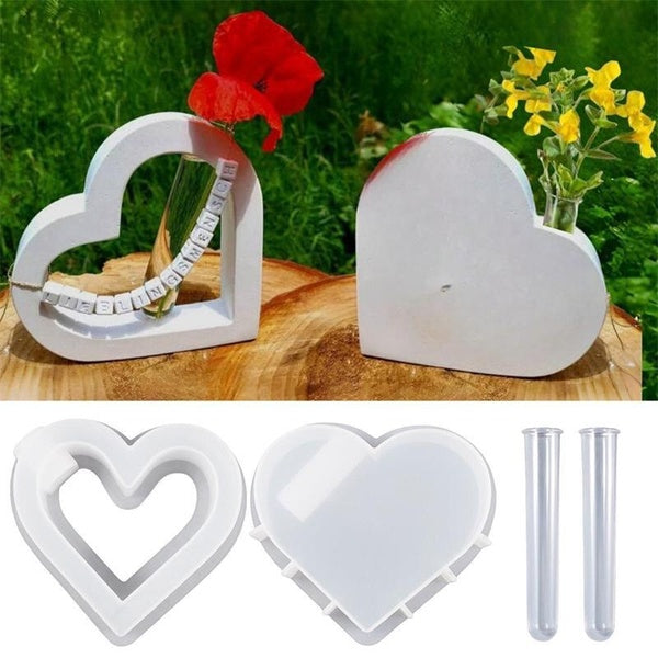 Heart Shape Vase Holders Resin Silicone Molds