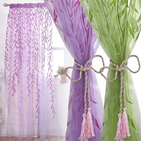 Fashion Wicker Curtain Window Screen Elegant Modern Tulle Simple Fresh Pastoral Wind Curtain Suitable for Living Room Bedroom Kitchen Home Decoration