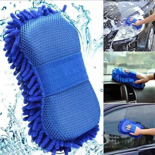1PC Car Wash Gloves, 2 In1 Car Wash Gloves, Super Soft and Fine Fiber Car Wash Glove Sponge, Large Size Cleaning Tool Chenille Coral Sponge Car Clean