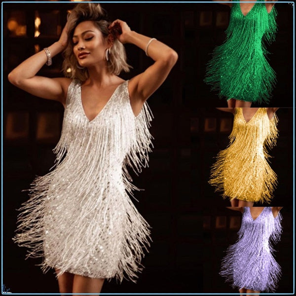 New Women's Flapper Dress Cocktail Vintage Swing Long Tassel Gatsby Ballroom Dance Dress