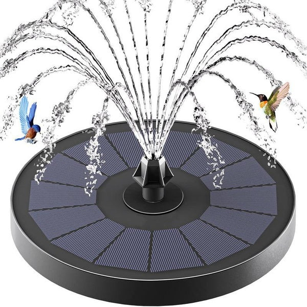 1PCS Fontaine Solaire Panneau Solaire 100% Couvert, 2.2W Fontaines de Bain d'Oiseaux Solaires avec 7 Buses d'Eau et 4 Fixateurs pour Jardin, Aquarium