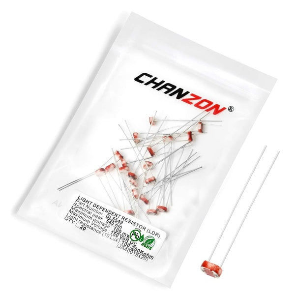 Chanzon 20 pièces résistance LDR 5549 GL5549 5mm 10 Mohm photorésistance photoconducteur dépendant de la lumière 20 pièces Photo sensible à la lumièr