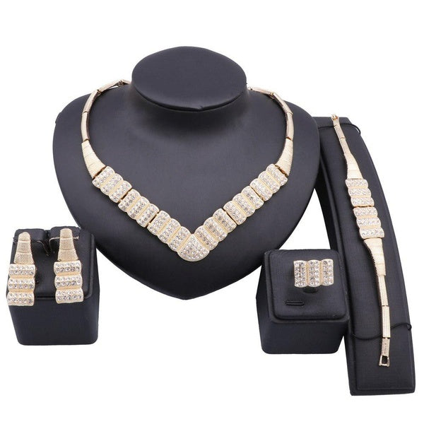Dubai African Gold Color Jewelry Sets For Women Indian Jewelery Nigerian Necklace Earring Wedding Accessories Matron Inn