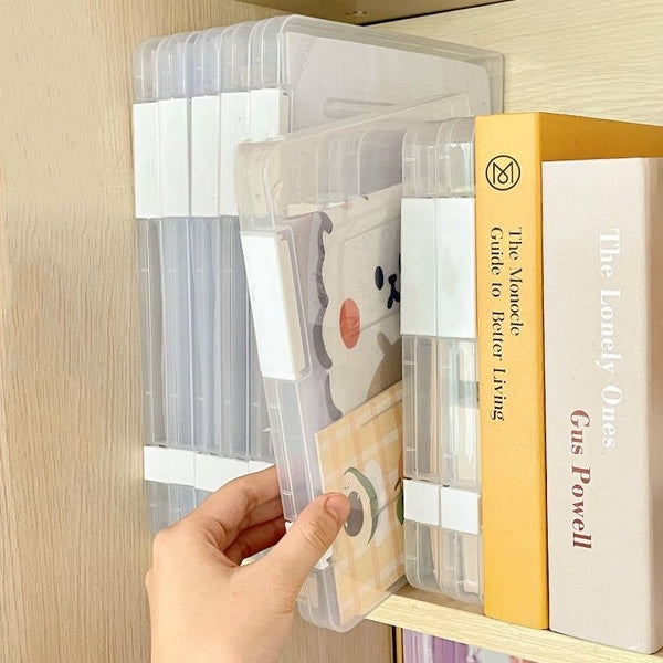 File Storage Box Home Office Letter Postcard Storage Box Transparent Slim Document Case Portable Project Case Plastic File Box Waterproof and Dustpro
