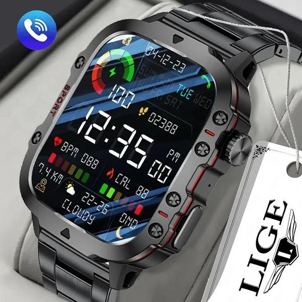 LIGE nouvelle montre intelligente hommes Bluetooth appel Assistant vocal 1.96 pouces écran sport Fitness étanche Smartwatch