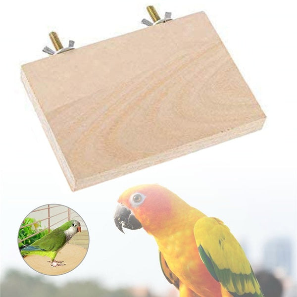 Parrot Bird Cage Perch Pet Hamster Gerbil Budgie Rectangle Square Wooden Stand Platform