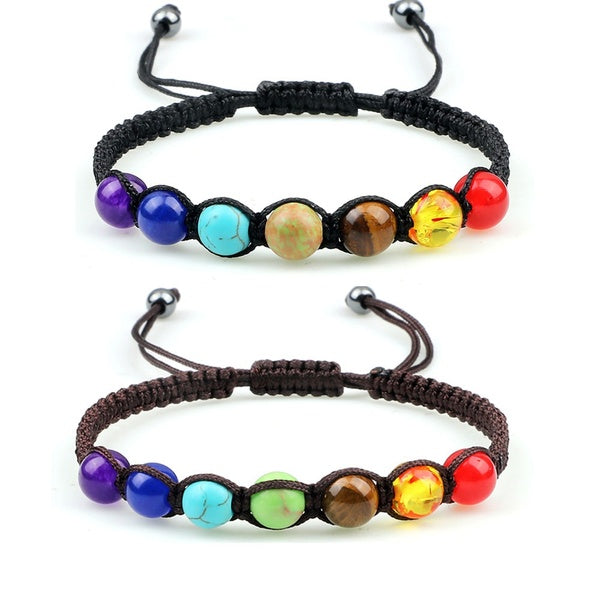 Handmade 8mm Natural 7 Chakra Bead Stone Bracelets for Charm Women Reiki Healing Yoga Bracelet Strand Beaded Bracelet Men