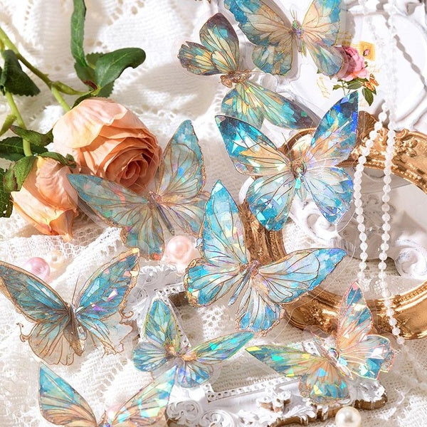 20Pcs Glitter Butterfly Stickers Decorative PET Stickers Perfect for Journaling Diy Scrapbooking Supplies