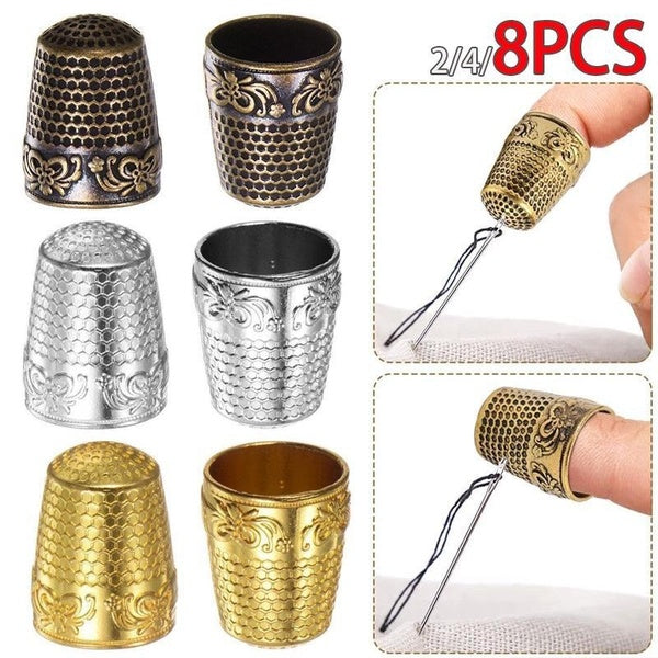 2-4-8PCS New Retro Finger Protector Antique Thimble Ring Handworking Needle Thimble Needles Craft Household DIY Sewing Accessories