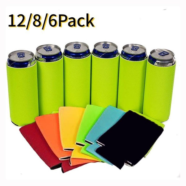 12-8-6Pack Slim Can Cooler Sleeves for Claw Sleeves for 12oz Skinny Can Coolers Soft Insulated Slim Sleeves for Cans Beer Sleeves for Cans Tall Skinn