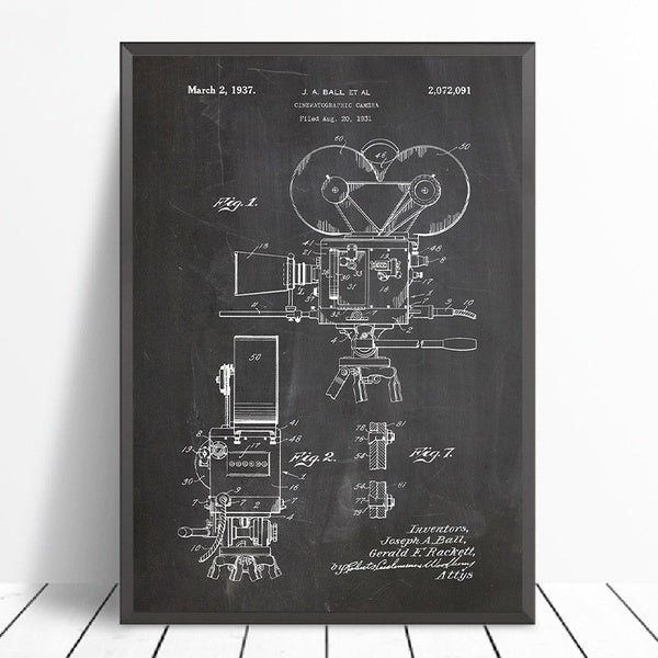 Camera Patent Vintage Canvas Posters and Prints Photographers Gift Film Retro Art Painting Pictures Home Wall Art Decor