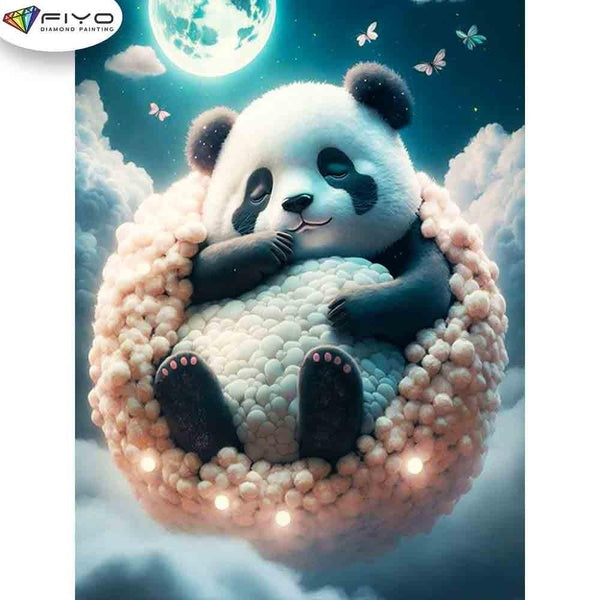 FIYO Sleeping Panda Diamond Painting Kits For Adults DIY 5D Diamond Mosaic Diamond Painting Home and Kitchen Fashion Canvas Pictures Wall Decoration