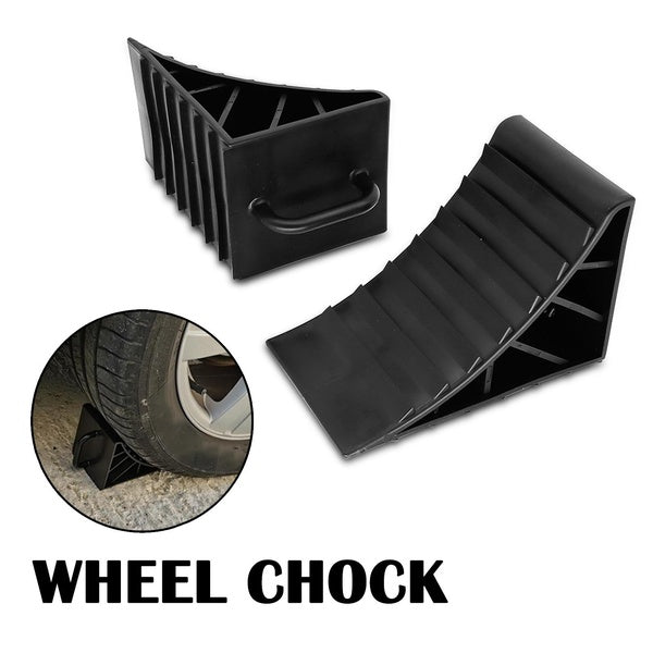 2Pcs High-Strength Plastic Wheel Stop Tire Chocks Wedge Tire Stopper Non Slip Anti-Roll Car Van Truck Camper Parking Stop Block