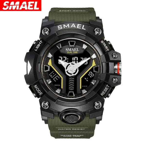SMAEL Marque Quartz Montre Numérique Pour Hommes De Luxe Double Affichage Sport Chronomètre Mâle Étanche Multifonction LED Montre-Bracelet