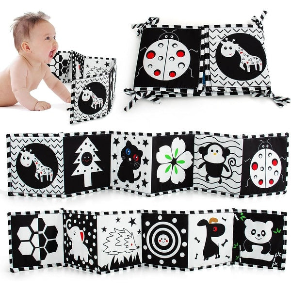 Black and White Books High Contrast Baby Toys 0-6 Months Baby Soft Book for Early Education Infant Tummy Time Toys Infant Sensory Toys 6-12 Months Mo