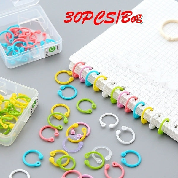 30PCS-bag Creative Colored Easy Ring Paper Notebook Loose Leaf Binder Multi-function Circle Calendar Ring Keychain Key Ring Stationery