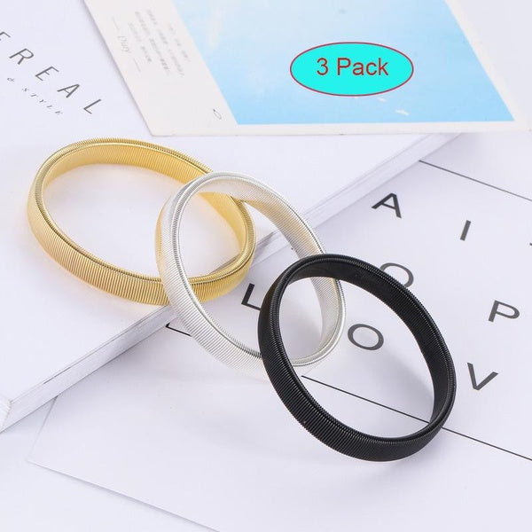 3 Pcs Metal Elastic bracelet & Sleeve Garters Anti-Slip Shirt Sleeve Holders for Women Men