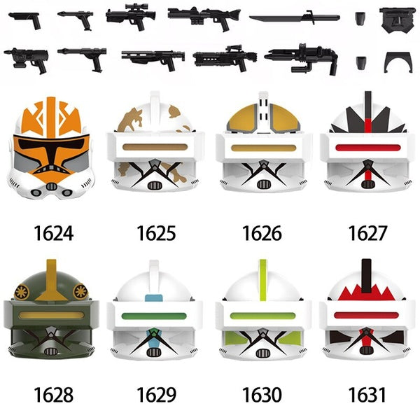 8PCS Single Sell 2021 New Action Figure Head SW Movie Series Characters Clone Building Blocks Models Bricks Toys Children Gift X0303