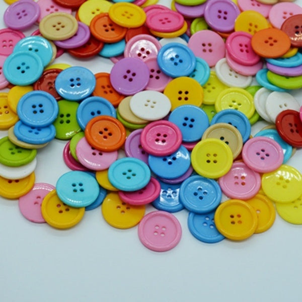 Children's DIY Material 4 Hole Candy Color Clothing Button 10mm-15mm-20mm-25mm