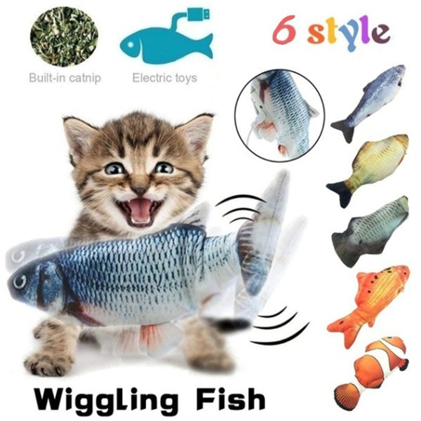 Realistic Simulation Electric Doll Fish Funny Interactive Pets Chew Bite Supplies for Cat Fish Flop Cat Toy for Biting And Kicking