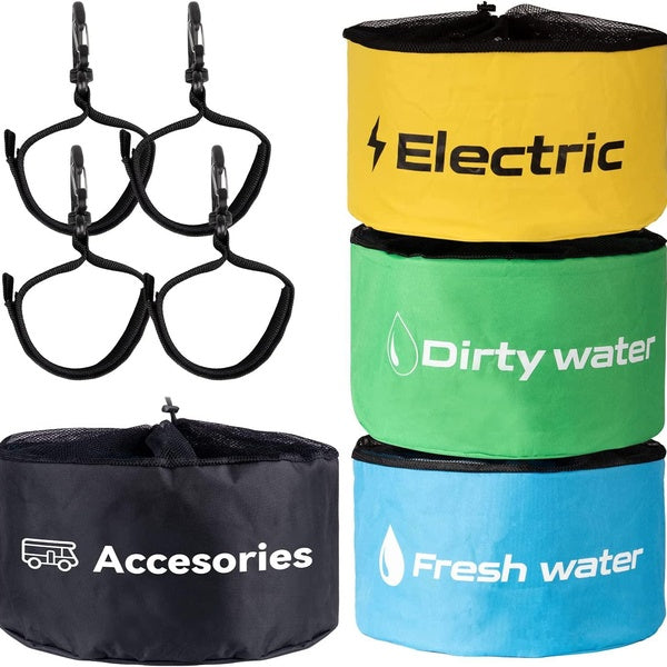 RV Hose Storage Bag,Camper Accessories for Outside,4 Colors of RV Equipment Storage Utility Bag,Conveniently Stores Fresh-Black Water Sewer Hoses Ele