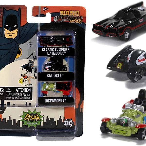 Batman (1966-1968) Classic TV Series 3 piece Set "Nano Hollywood Rides" Diecast Models by Jada Matron Inn