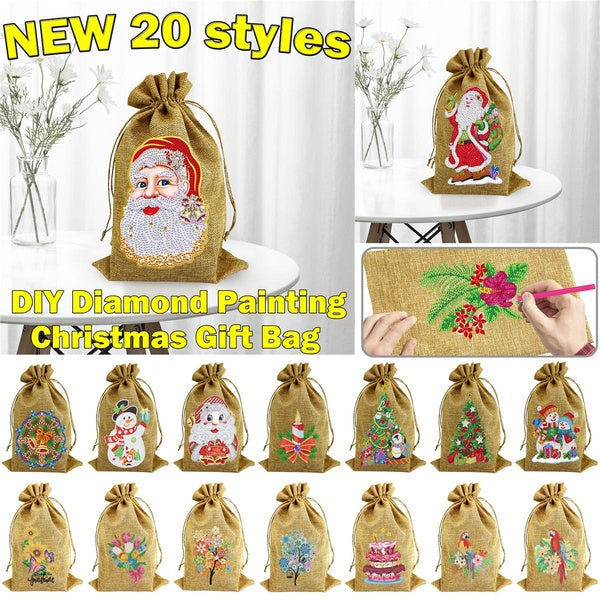 20 Style DIY Diamond Painting Kits Christmas Gifts Candy Bags 5D Embroidery Crafts Children's Christmas Gift Bags Home Decoration Gifts @#A11