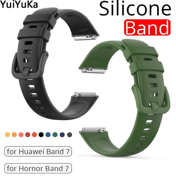 YuiYuKa Watch Strap Accessories Smart Replacement Soft Sport Silicone watchband Wristband bracelet for Huawei Band 7 for Hornor Band 7 Matron Inn