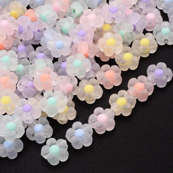 30pcs 12mm Frosted Acrylic Sunflowers Beads Loose Spacer Beads for Jewelry Making DIY Handmade Accessories (Hole:3.0m Matron Inn