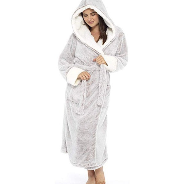 Fashion Woman Long Robe Sleepwear Bathrobe Pajama Female Hotel Spa Plush Bath Robe Nightgown XS-5XL