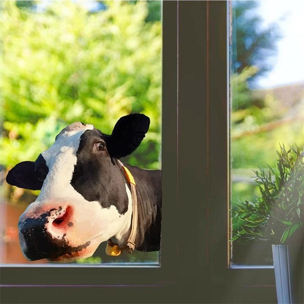 Peeking Giraffe Horse Cow Pattern Stickers for Home Window Wall Decor