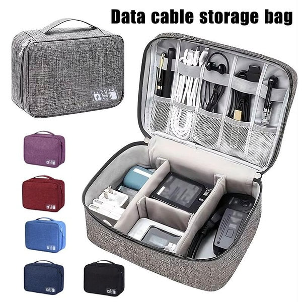 Portable Multifunctional Digital Storage Bag, Data Cable, Power Cable, Headphones, USB Flash Charger, Travel Protective Case