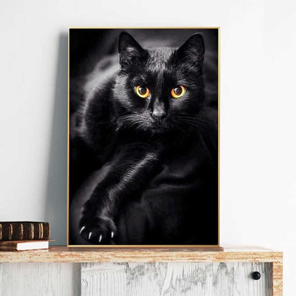 5D Diy Diamond Painting Black Cat Full Drill Diamond Mosaic Animal Decoration Painting With Diamonds Room Decor