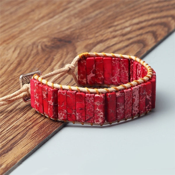 Bracelet bohème Tube naturel empereur pierre perlée en cuir Wrap Chakra bracelets et Bracelets Couples bijoux les meilleurs cadeaux d'ami