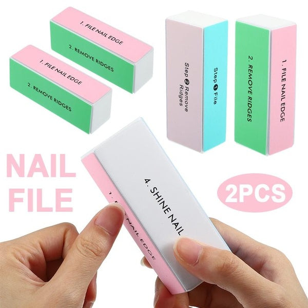 2 Pcs Nail File Block Sanding Buffer Polishing File Professional 4 Sided Way Nail File Salon Manicure Nail Art Tips Tools