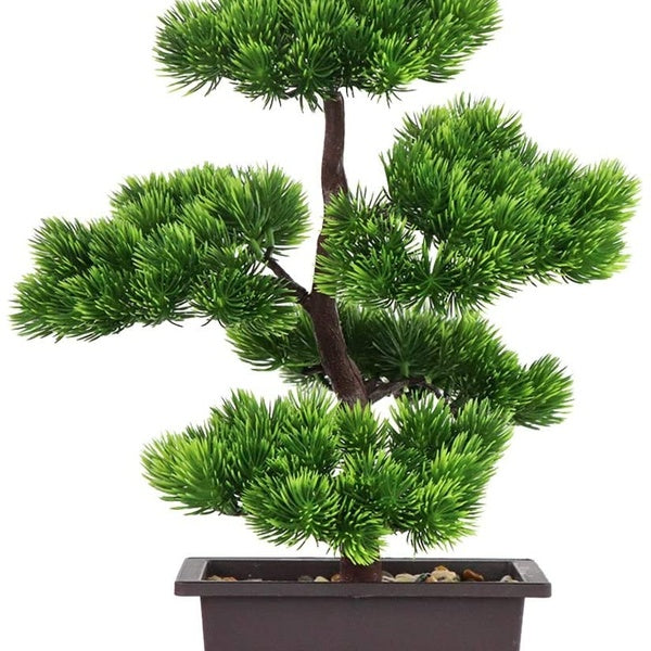 Artificial Bonsai TreFAKE Plant Decoration Potted Artificial House Plants Japanese Pine Bonsai Plant 33 cm in Height for Home Decoration Desktop Disp