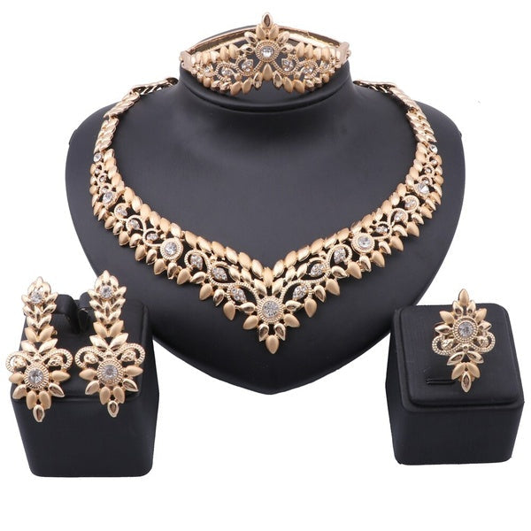 Dubai Gold Color Crystal Jewelry Set Brand Nigerian Wedding woman accessories African Beads Bridal Jewelry Set Matron Inn