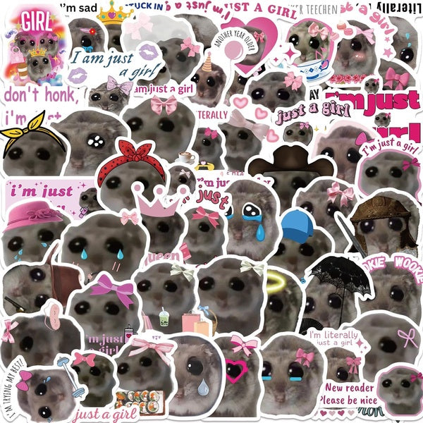 10-56Pcs Cartoon Hamster Meme Stickers Cute Animal Graffiti Stickers for DIY Luggage Laptop Skateboard Motorcycle Bicycle Stickers