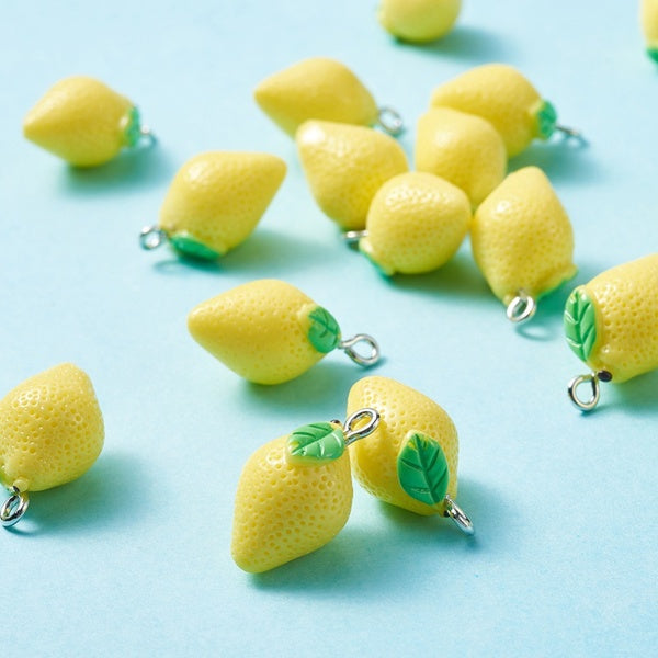 20pcs 3D Mini Fruit Lemon Resin Charms Pendants for DIY Craft fit for Bracelet Jewelry Finding Handmade 20x12mm