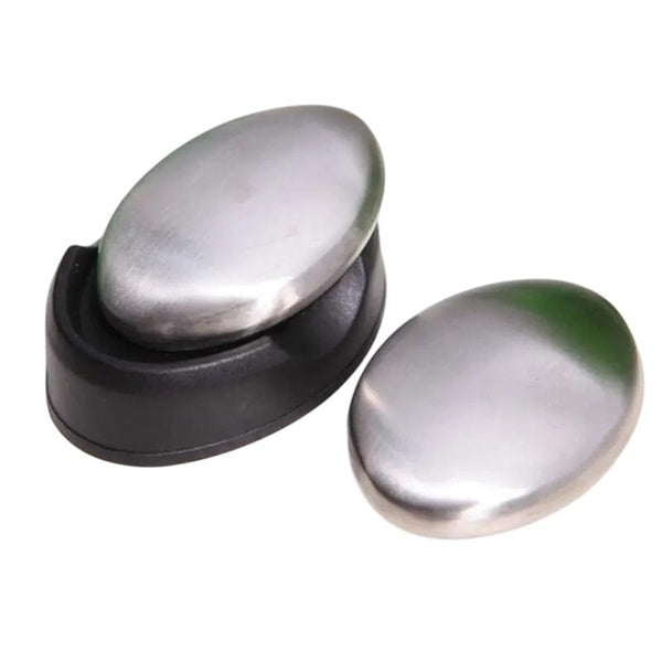 1pc Magic Cleaning Soap - Stainless Steel Oval Soap for Hand OdorRemoval and Garlic Fish Odor Removal - Home Essential