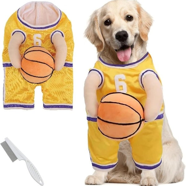 Dog Basketball Costume with 3D Ball Christmas Gift for Big Dog