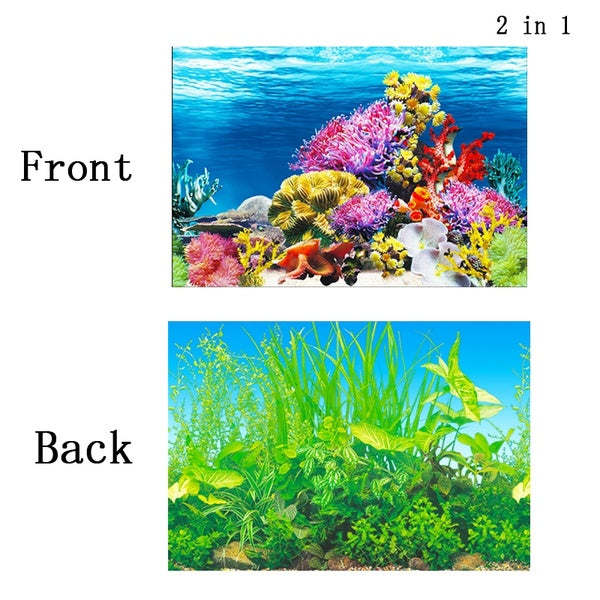 30-40-50cm(Height) Double Sided Aquarium Background Decoration Fish Tank Decorative Wall Background Aquarium Ocean Image Poster