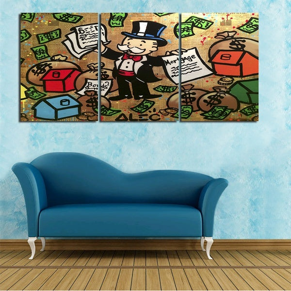 (No Frame) 3 Panels Wall Art Abstract Cartoon Modern HD Picture Home Decoration Living Room Canvas Print Painting Picture on Canvas
