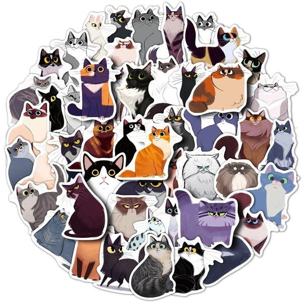10-50pcs Cute Cat Stickers Aesthetic Art Cats graffiti Stickers for DIY Luggage Laptop Skateboard Motorcycle Bicycle Sticker
