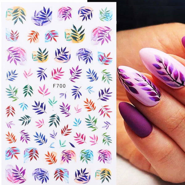 3D Nail Stickers Decals Flower Leaf Series Designs Stickers for Nails Foil Manicure Summer Fall Nail Art Decorations